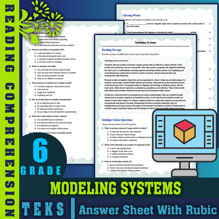 Grade 6 Science reading worksheets worksheet — 6th Grade Science | Modeling Systems Reading Worksheet & Answer Key (PDF) —…