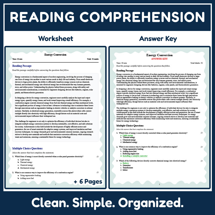 Grade 11 Science reading worksheets worksheet — 11th Grade Science | Energy Conversion Reading Worksheet (PDF + Answer Key…