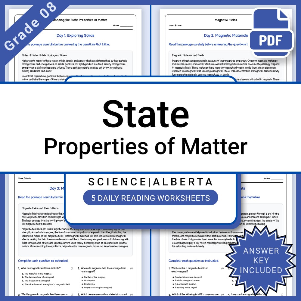 Grade 8 Science Lesson Group Bundle | Alberta Framework — included worksheet 8
