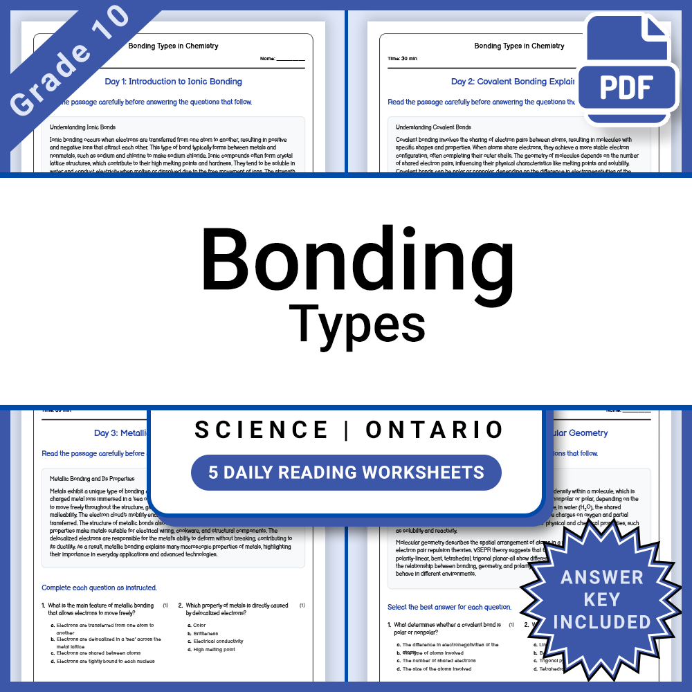 Grade 10 Science Lesson Group Bundle | Ontario Framework — included worksheet 8