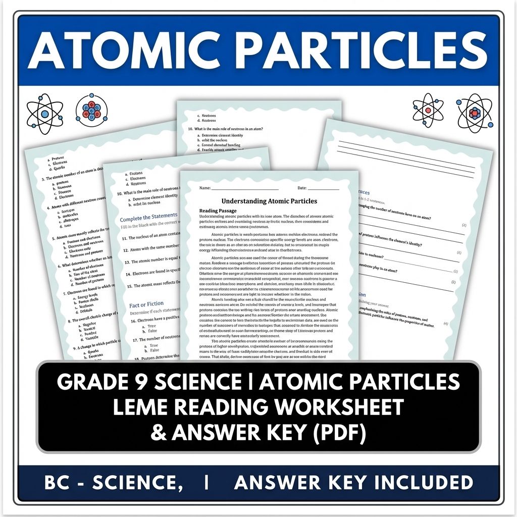 Grade 9 Science | Atomic Particles Reading Worksheet & Answer Key (PDF)