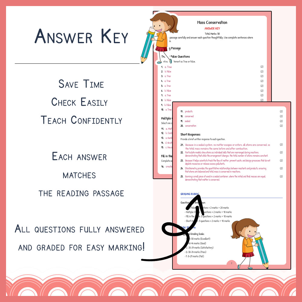 Grade 8 Science worksheet worksheet — Grade 8 Science | Mass Conservation Worksheet & Answer Key (NGSS Aligned) — page 3