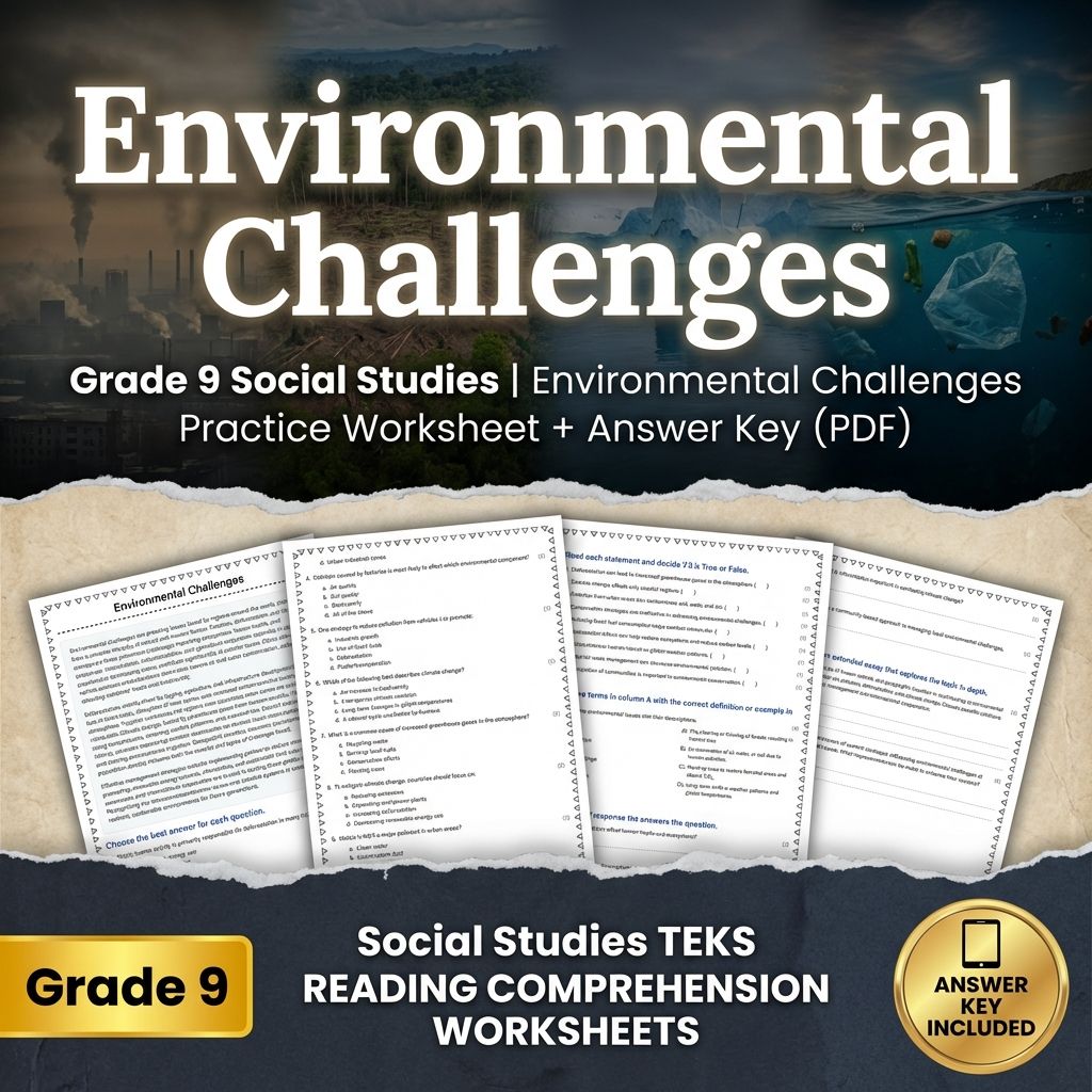 Grade 9 Social Studies | Environmental Challenges Worksheet + Answer Key