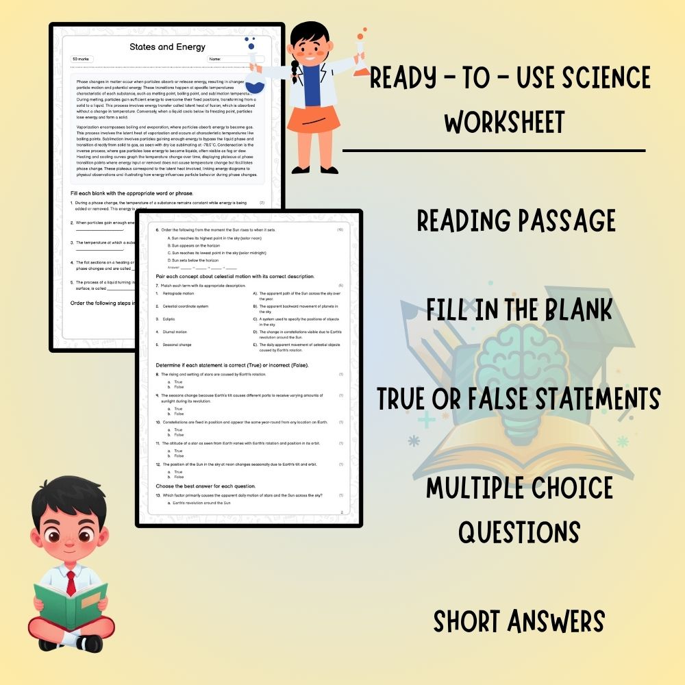 Grade 9 Science worksheet worksheet — Grade 9 Science | States and Energy Worksheet (Answer Key) – Ontario Standard — page 2