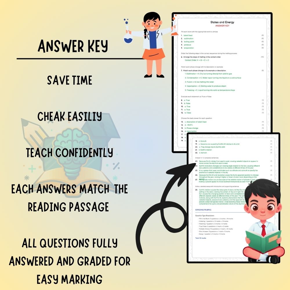 Grade 9 Science worksheet worksheet — Grade 9 Science | States and Energy Worksheet (Answer Key) – Ontario Standard — page 3