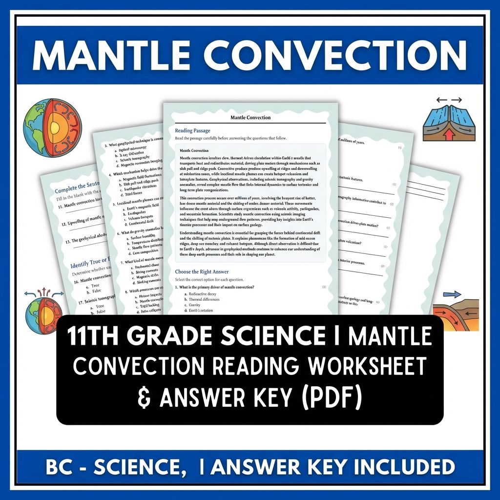 11th Grade Science | Mantle Convection Reading Worksheet & Answer Key (PDF)