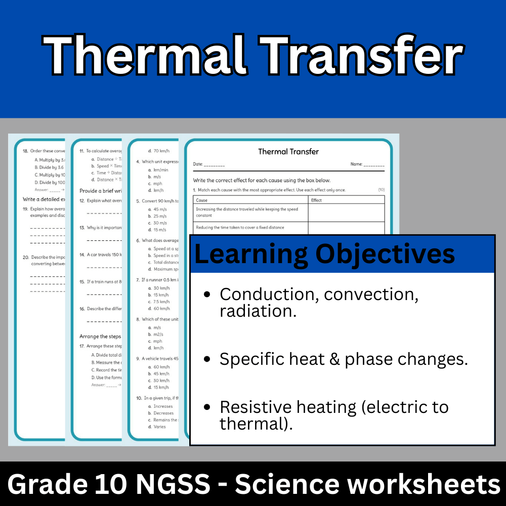 Grade 10 Science | Thermal Transfer Worksheet (Answer Key) – NGSS Aligned