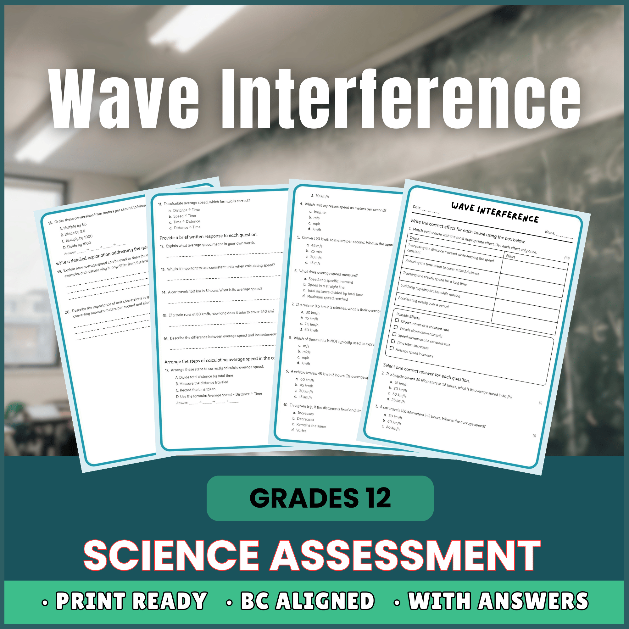 Grade 12 Science science 1 worksheet — Grade 12 Science | Wave Interference Worksheet (Answer Key) – BC Standards