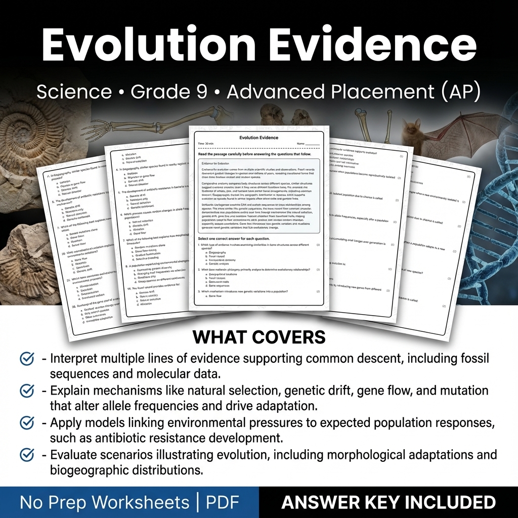 Grade 9 Science Worksheets Bundle | Physics, Earth Science & Biology  — included worksheet 30