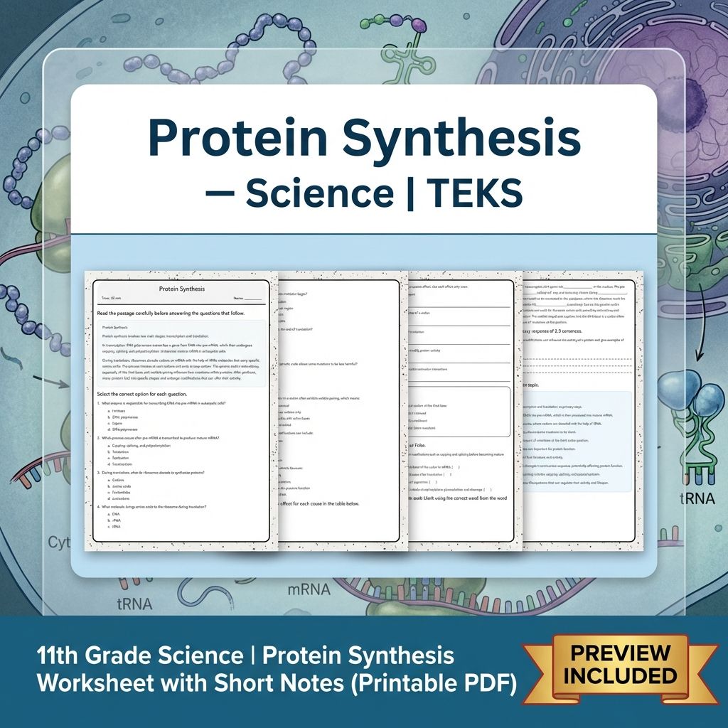 Grade 11 Science Worksheet Bundle | Genetics, Evolution & Human Body (PDF) — included worksheet 37