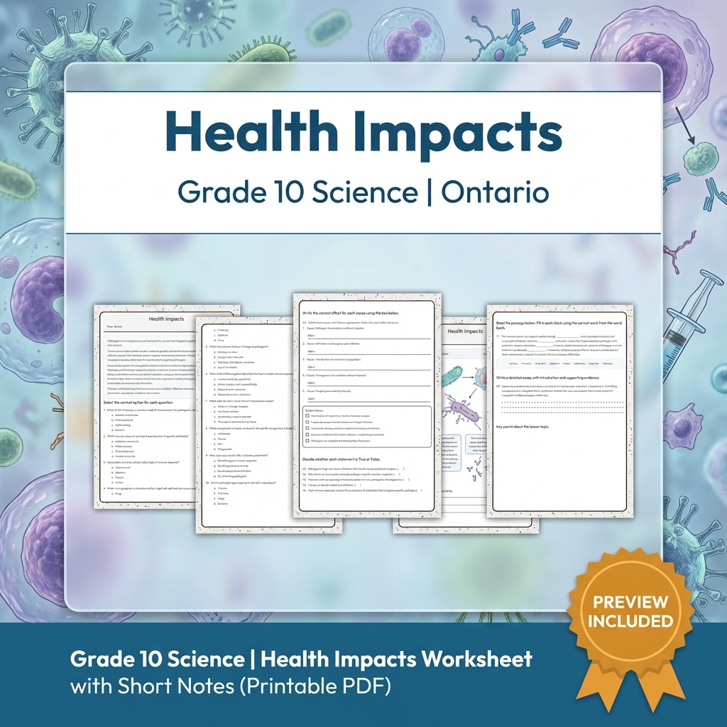 Grade 10 Science Lesson Group Bundle | Ontario Curriculum — included worksheet 8