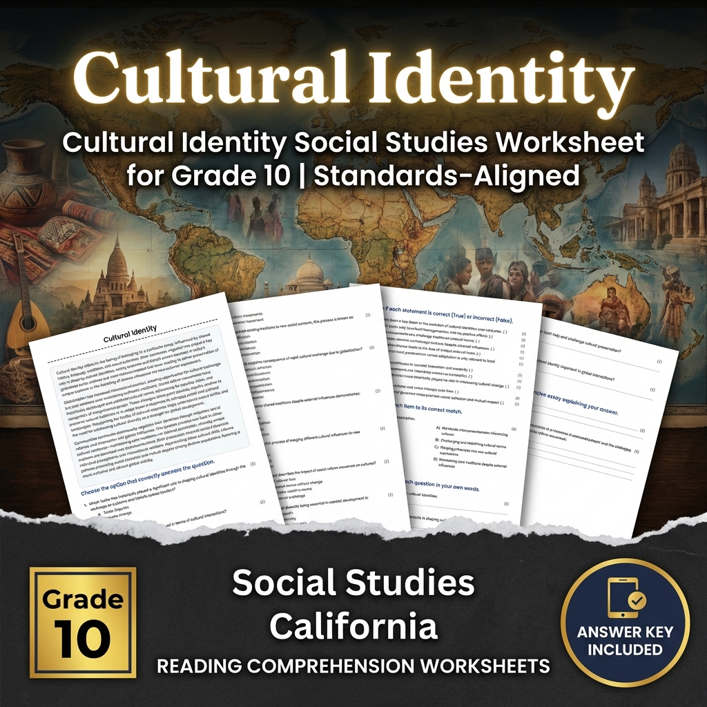 Cultural Identity Social Studies Worksheet for Grade 10 | Standards-Aligned