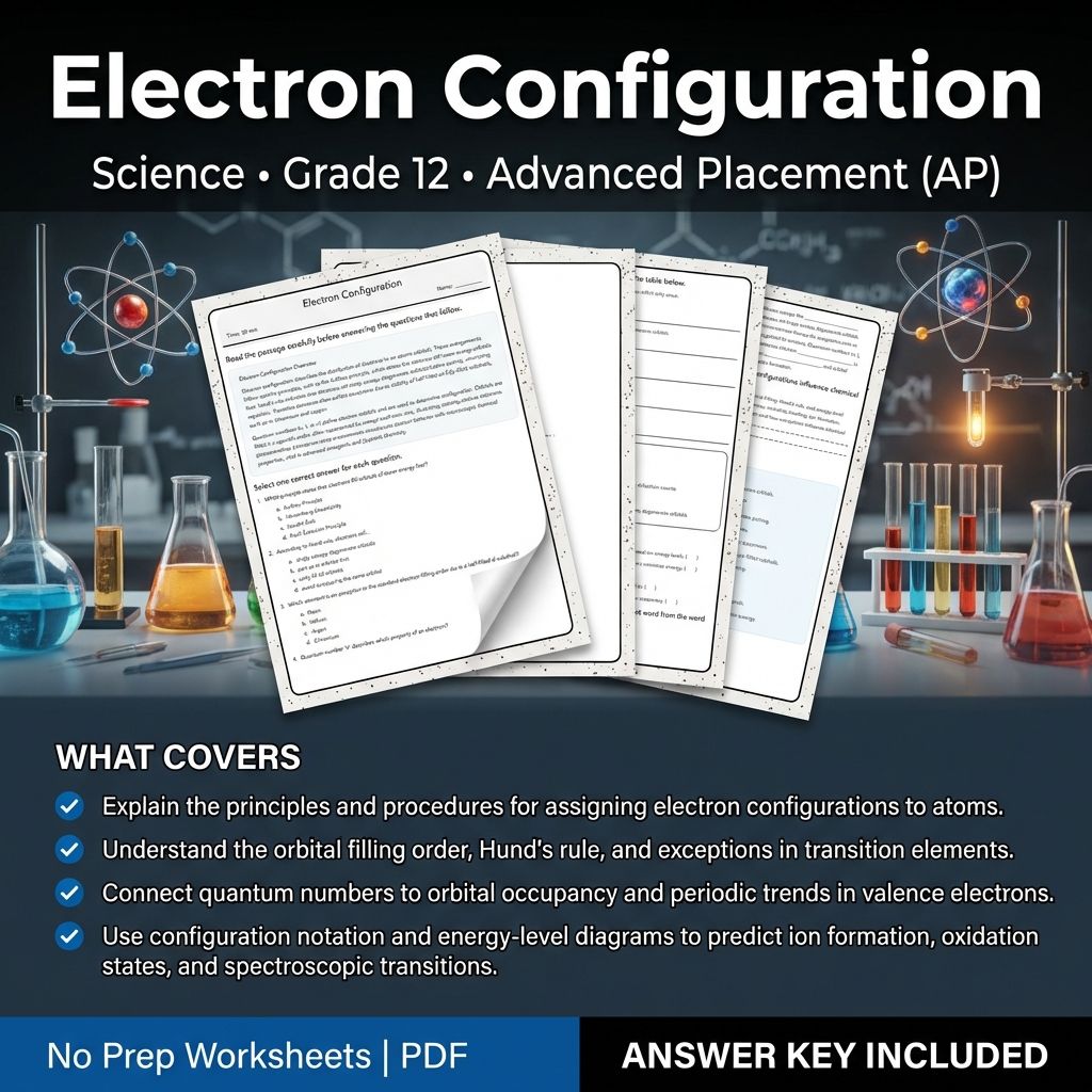 Grade 12 Science Unit Worksheet Bundle – Advanced Chemistry Concepts & Topics — included worksheet 9