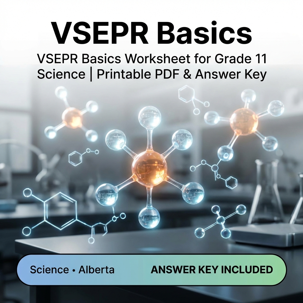 VSEPR Basics Worksheet for Grade 11 Science | Printable PDF & Answer Key