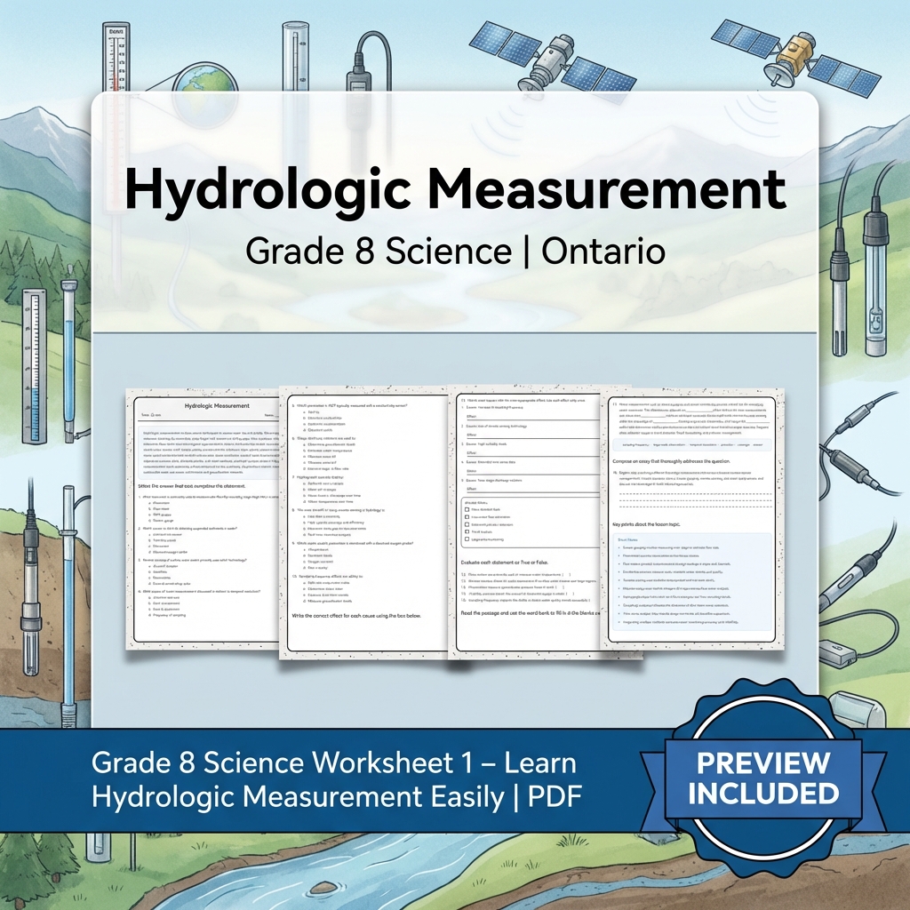 Grade 8 Science Watershed and Water Systems Lesson Group – Ontario Framework — included worksheet 10