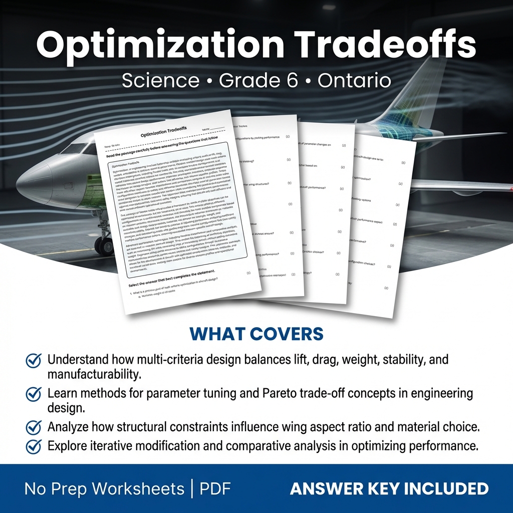 Grade 6 Science Worksheet on Optimization Tradeoffs | Ontario Standards