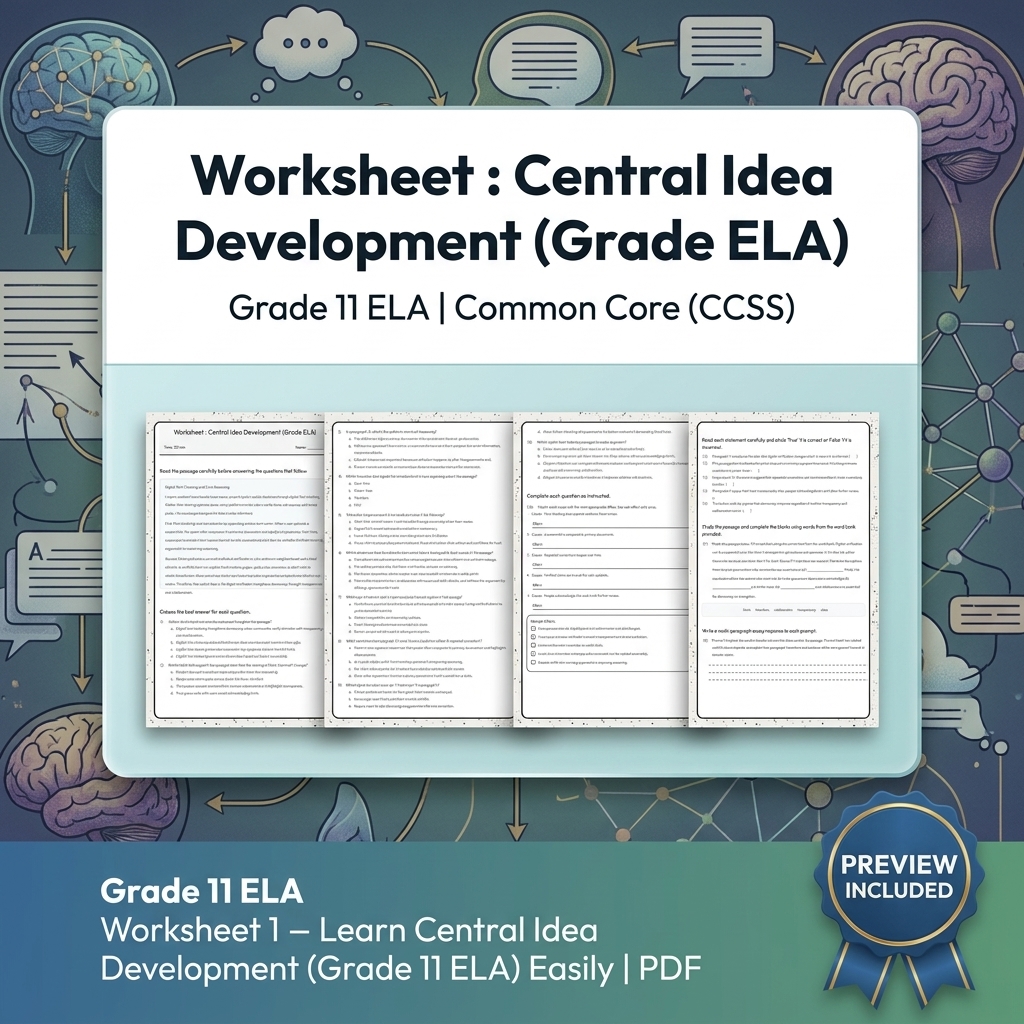 Grade 11 ELA Text Analysis and Writing Full-Year Bundle: Common Core (CCSS) — included worksheet 21