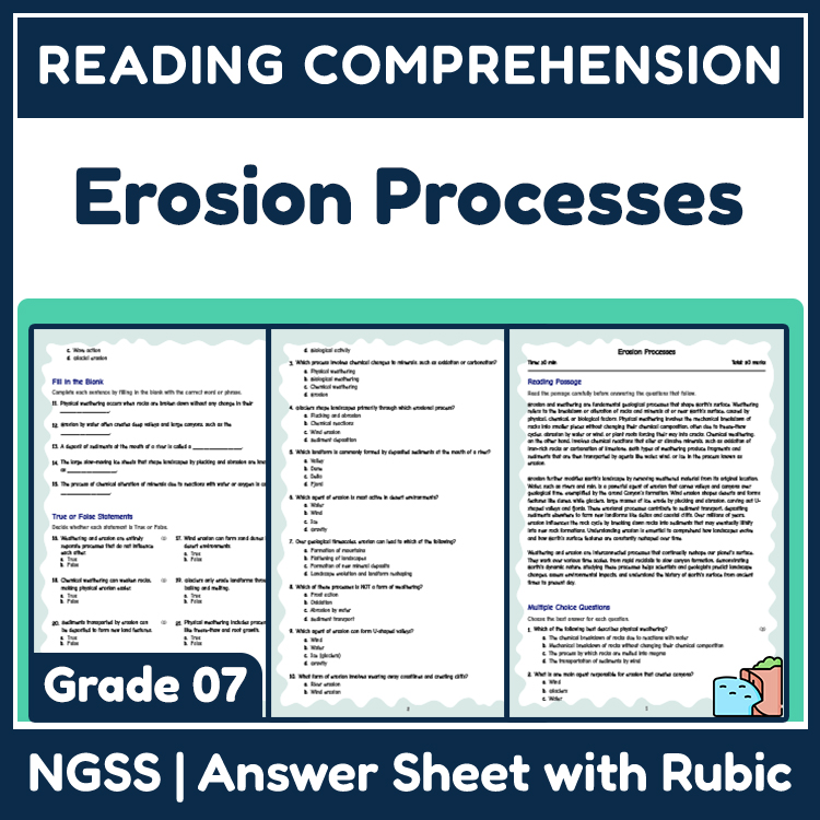 Science reading worksheets worksheet — 7th Grade Science | Erosion Processes Reading Worksheets (NGSS-Aligned) – Transform…