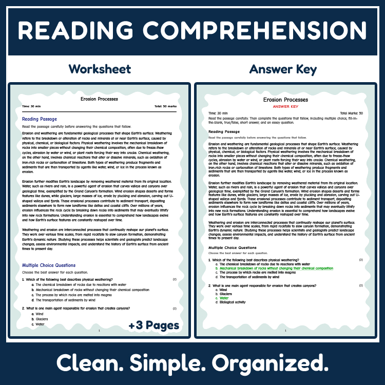 Science reading worksheets worksheet — 7th Grade Science | Erosion Processes Reading Worksheets (NGSS-Aligned) – Transform…