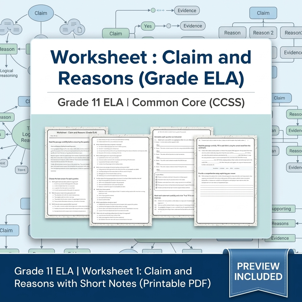 Grade 11 ELA Text Analysis and Writing Full-Year Bundle: Common Core (CCSS) — included worksheet 22