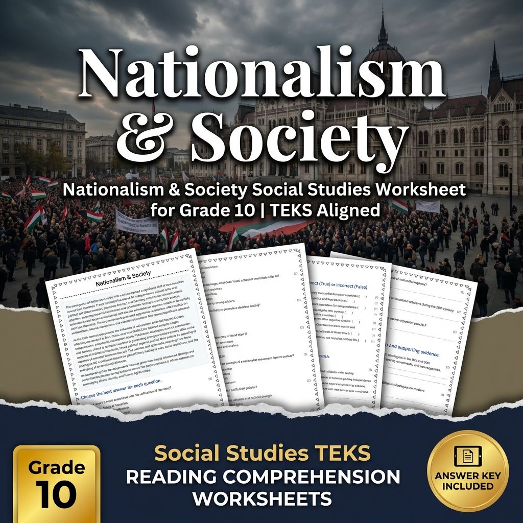 Nationalism & Society Social Studies Worksheet for Grade 10 | TEKS Aligned