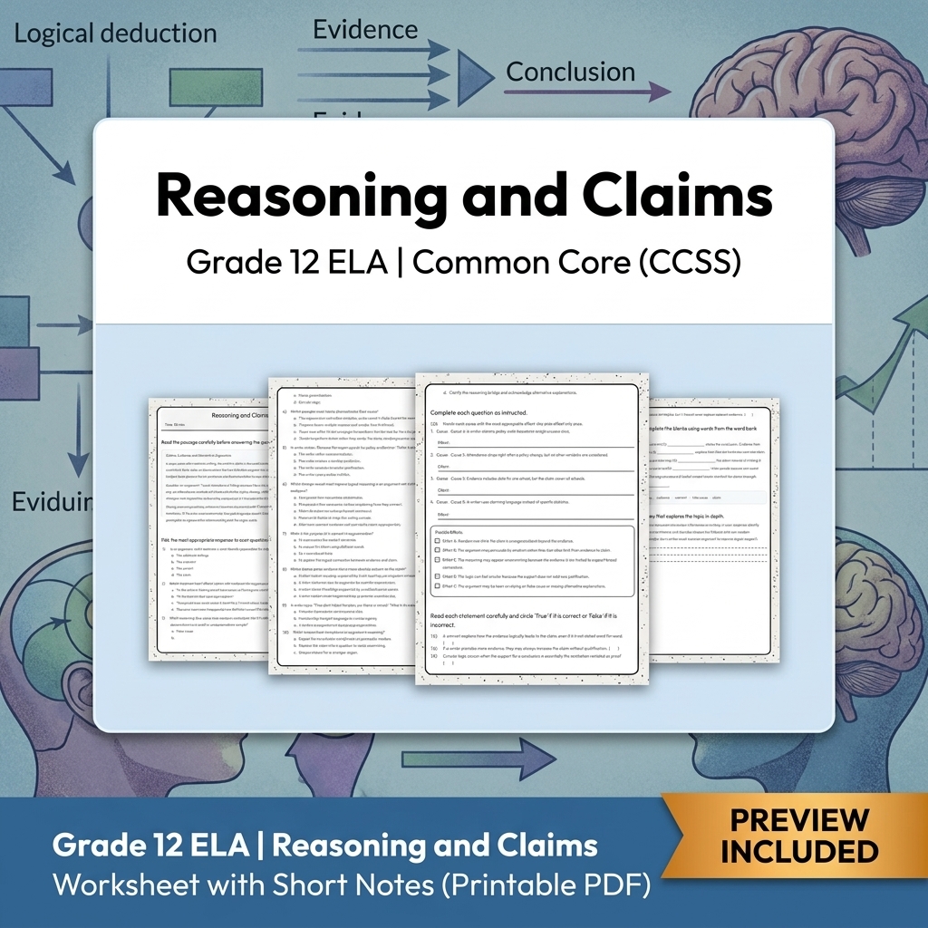 Grade 12 ELA Evidence-Based Reading & Writing Full-Year Bundle (CCSS) — included worksheet 28