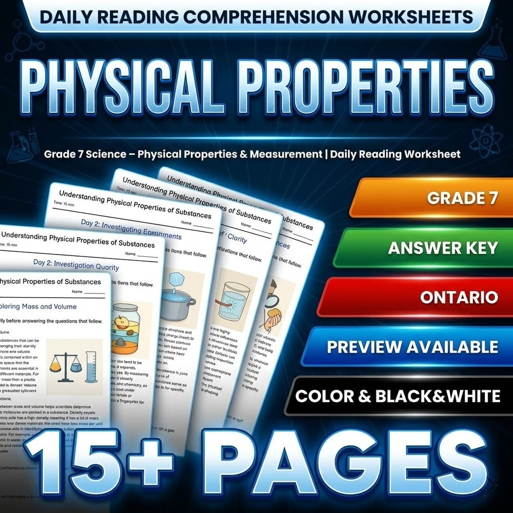 Grade 7 Science Bundle – Ontario Daily Worksheets for Comprehensive Study — included worksheet 34