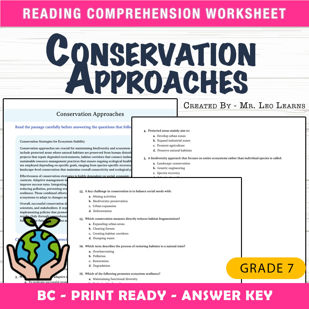 Grade 8 Science worksheet mcq paper worksheet — Grade 8 Science — Worksheet MCQ Paper for Mastering Conservation Approache…