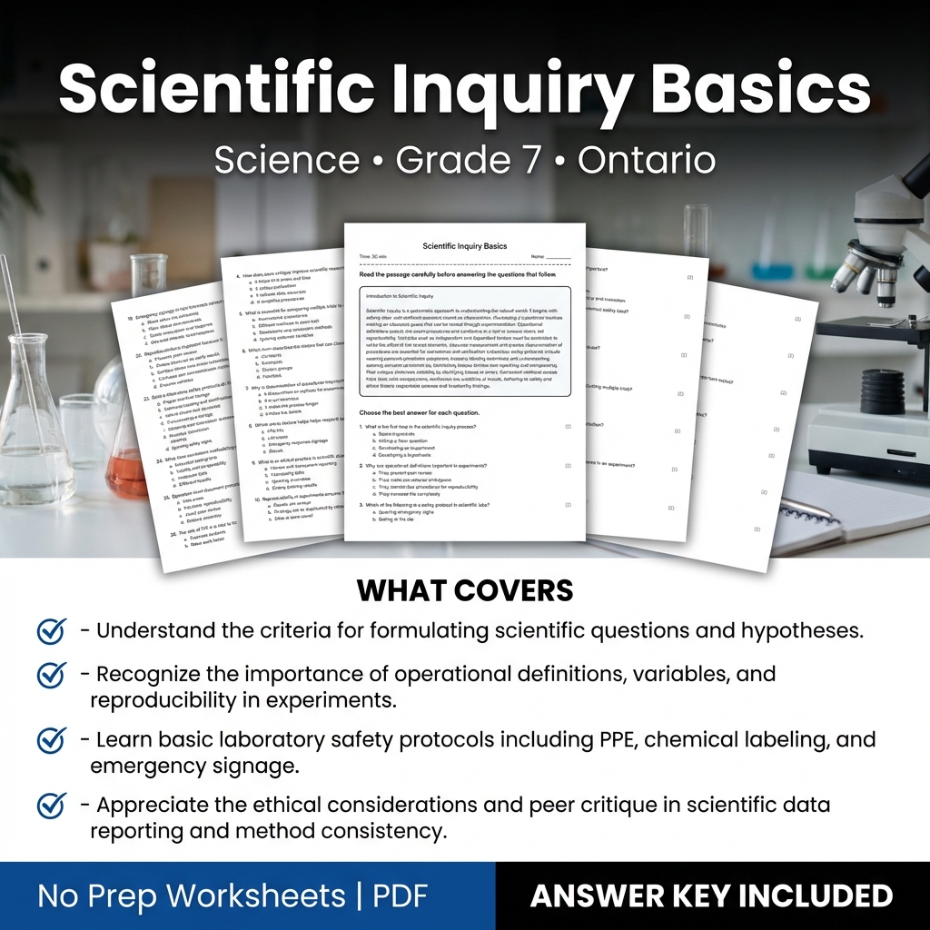 Scientific Inquiry Basics Worksheet Grade 7 Science Ontario