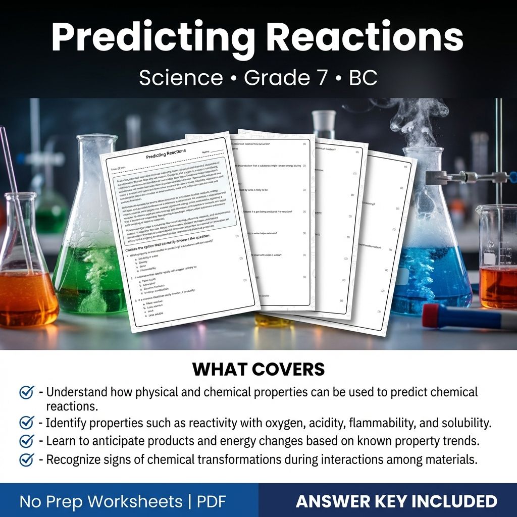 Grade 7 Science | Predicting Reactions Worksheet & Answer Key (Printable PDF)
