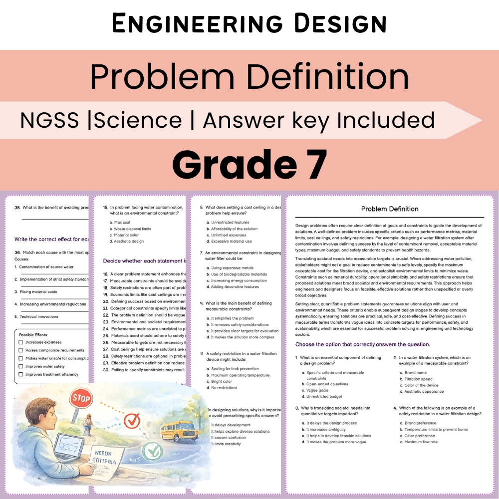 Grade 7 Science NGSS Engineering Design Lesson Bundle | Worksheets — included worksheet 2