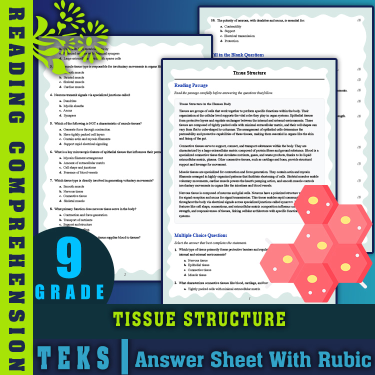 Grade 9 Science reading worksheets worksheet — Grade 9 Science | Tissue Structure Reading Worksheets PDF (Answer Key Inclu…