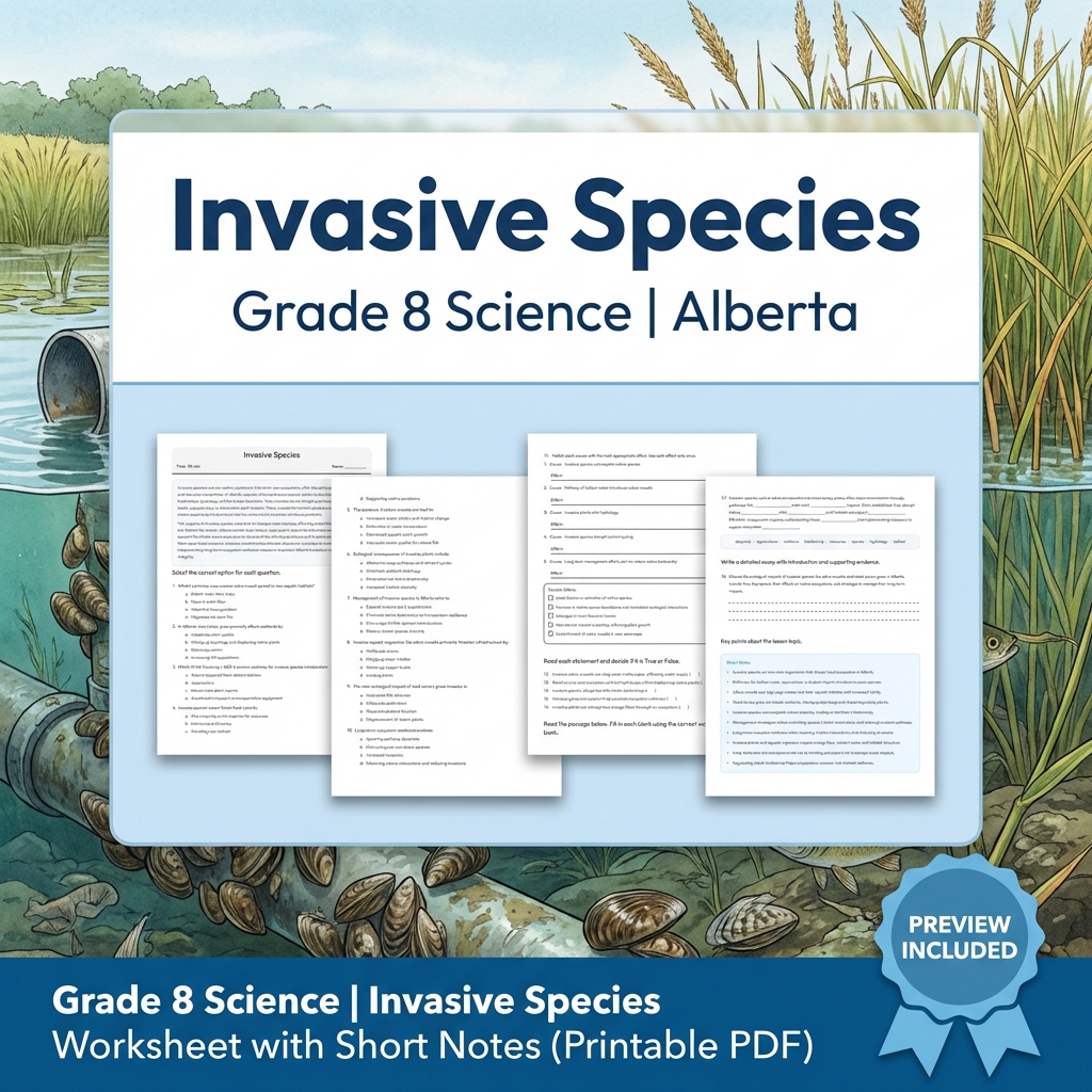 Grade 8 Science | Interactions & Ecosystems UNIT Worksheet Bundle  — included worksheet 11