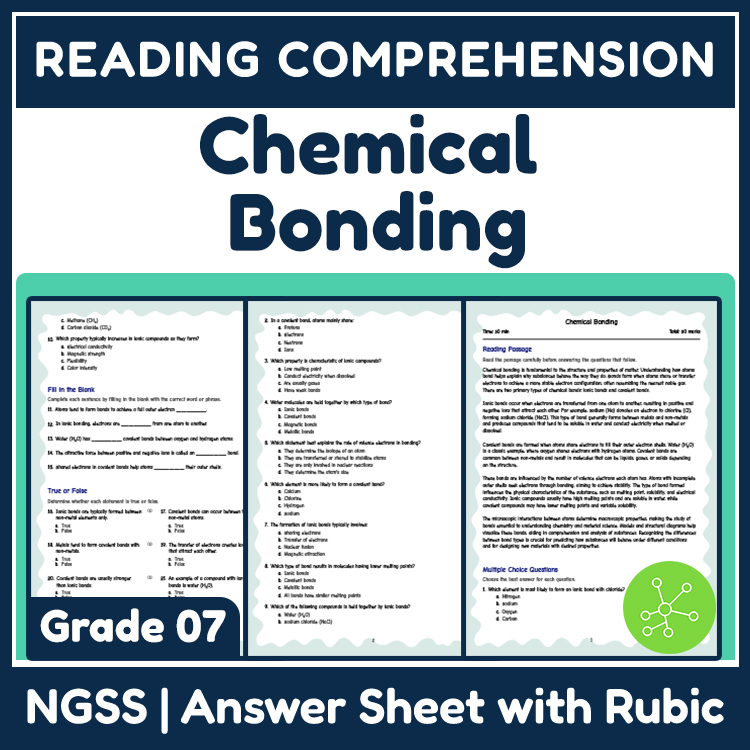 Science reading worksheets worksheet — 7th Grade Science Reading Worksheets | Understanding Chemical Bonding — page 1
