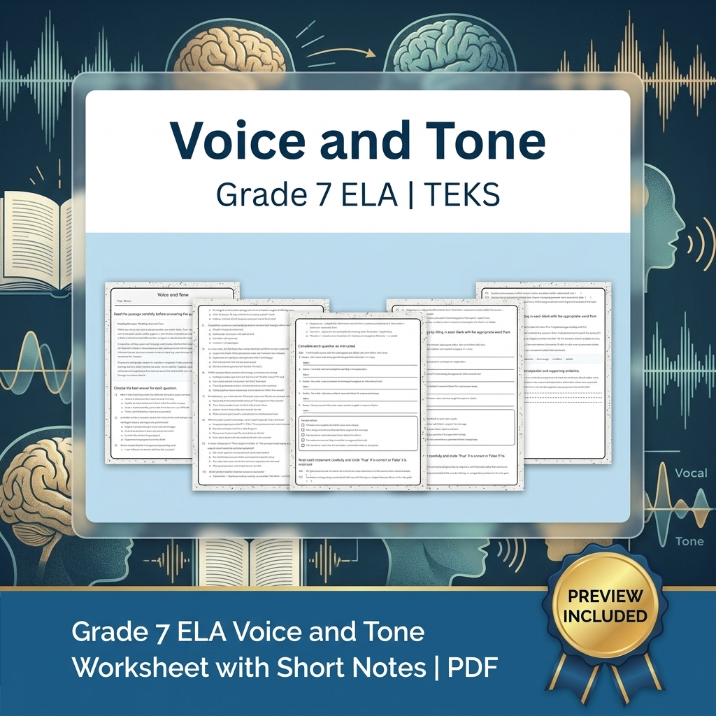 Grade 7 Evidence-Based Research Writing ELA full-year bundle TEKS — included worksheet 21