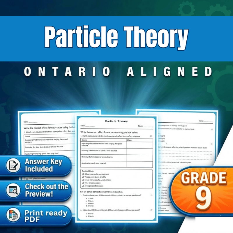 Grade 9 Science science 1 worksheet — Grade 9 Science | Particle Theory Worksheet (Ontario) – Science (PDF)