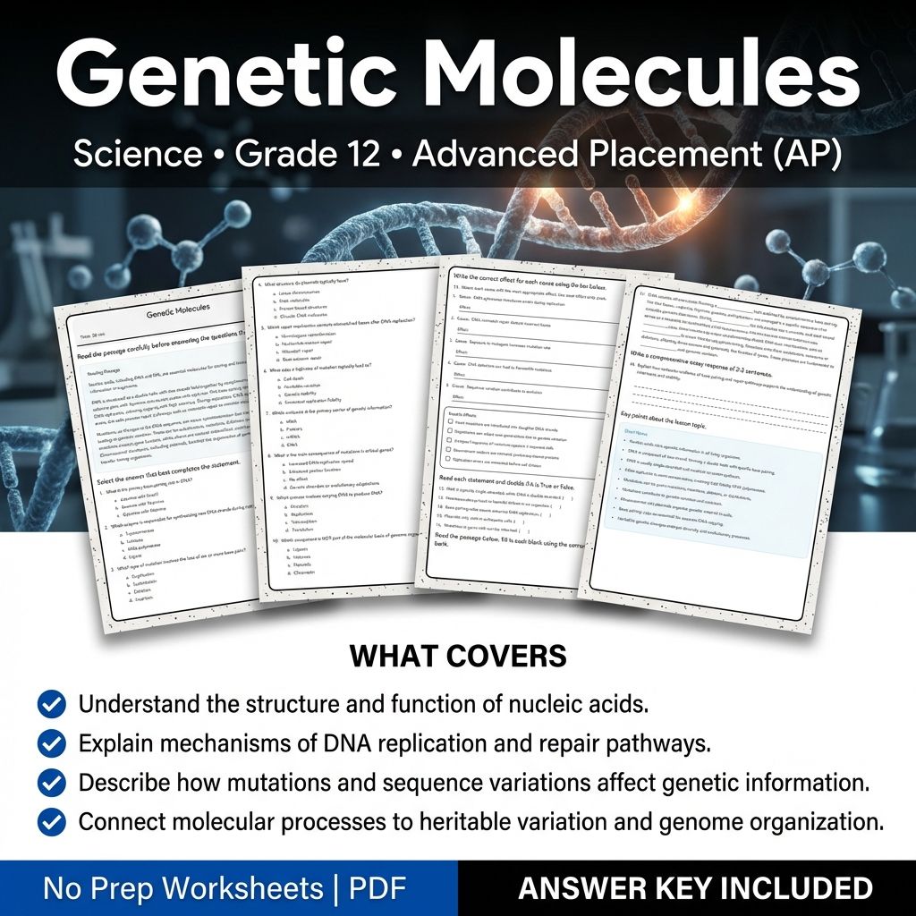 Grade 12 Science Unit Worksheet Bundle – Cell Biology, Genetics & Ecology — included worksheet 9