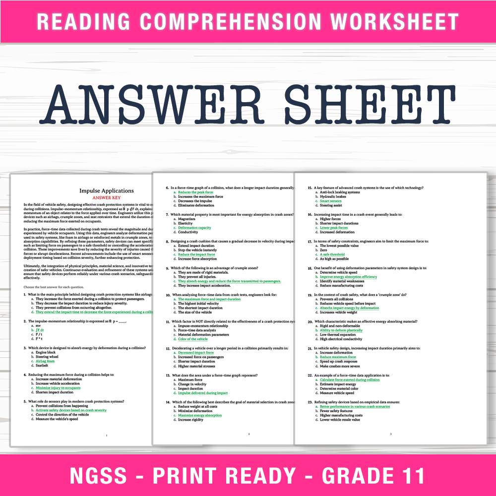 Grade 11 Science worksheet worksheet — Grade 11 Science | Impulse Applications Worksheet (PDF + Answer Key) — page 2