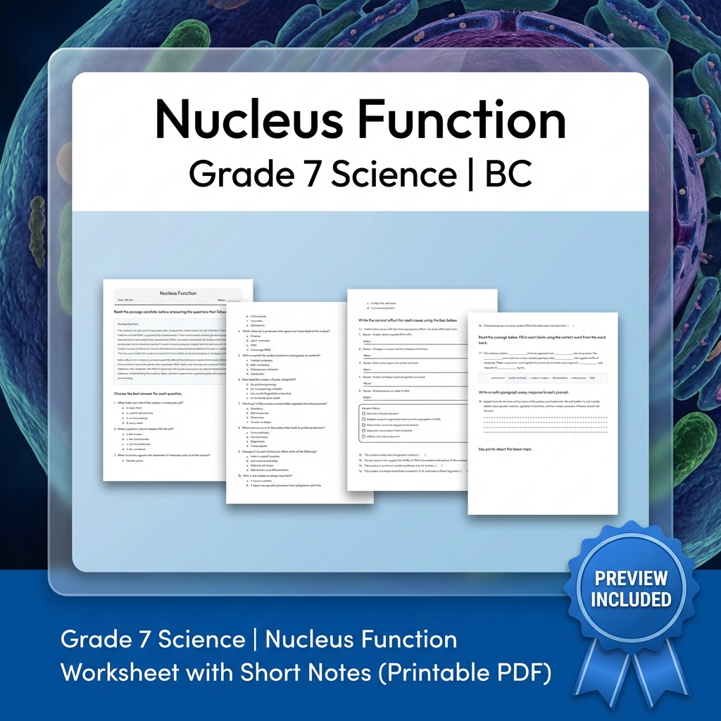 Grade 7 Science Full Year Bundle Ecosystems, Cells & Earth Processes Worksheets — included worksheet 28