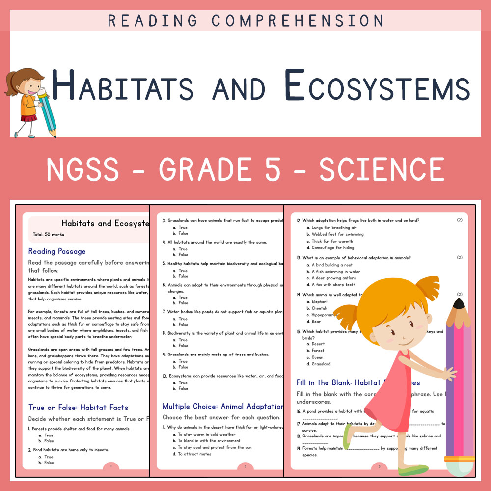 Grade 5 Science worksheets for primary grades worksheet — Grade 5 Science | Habitats and Ecosystems Worksheet ( PDF ) | NG…