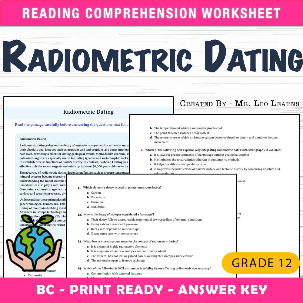 Grade 12 Science worksheet mcq paper worksheet — Grade 12 Science — Worksheet MCQ Paper for Mastering Radiometric Dating —…