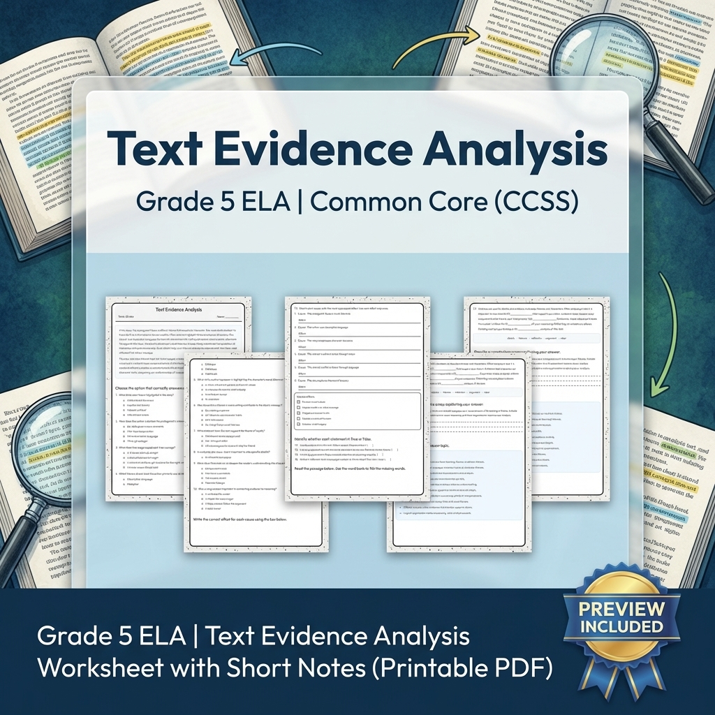 Grade 5 Text Evidence, Writing, and Language ELA Full-Year Bundle — included worksheet 29