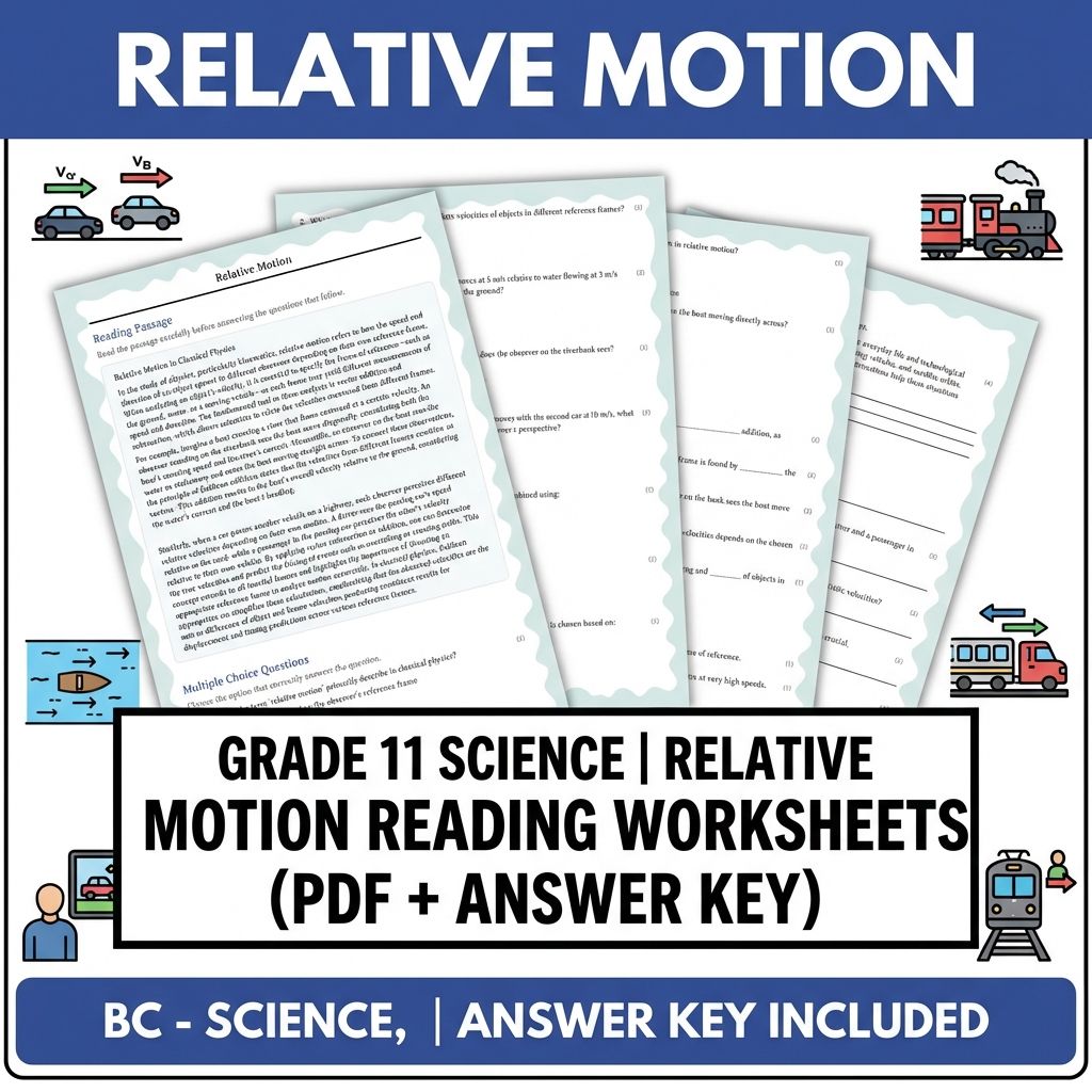 Grade 11 Science | Relative Motion Reading Worksheets (PDF + Answer Key)