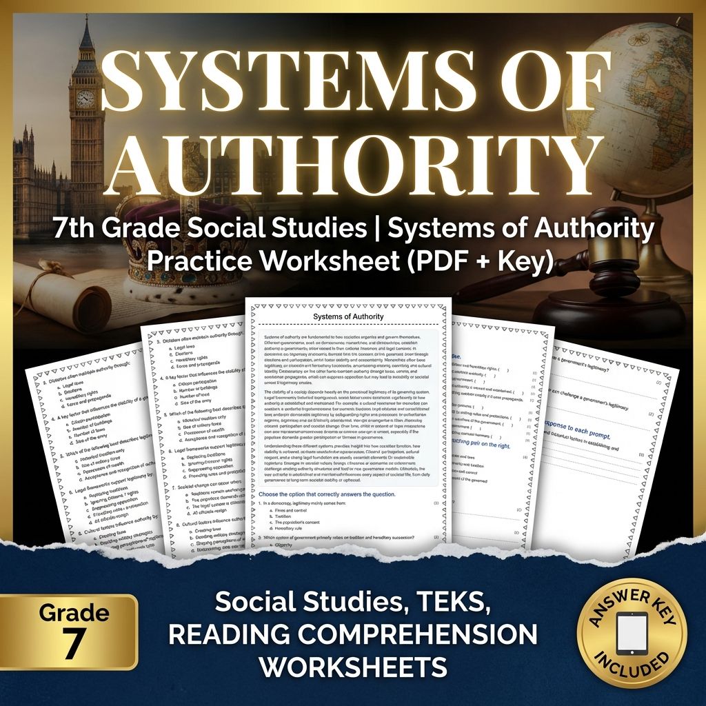 Grade 7 Social Studies Bundle – Systems of Authority & Revolutions (Answer Keys) — included worksheet 1