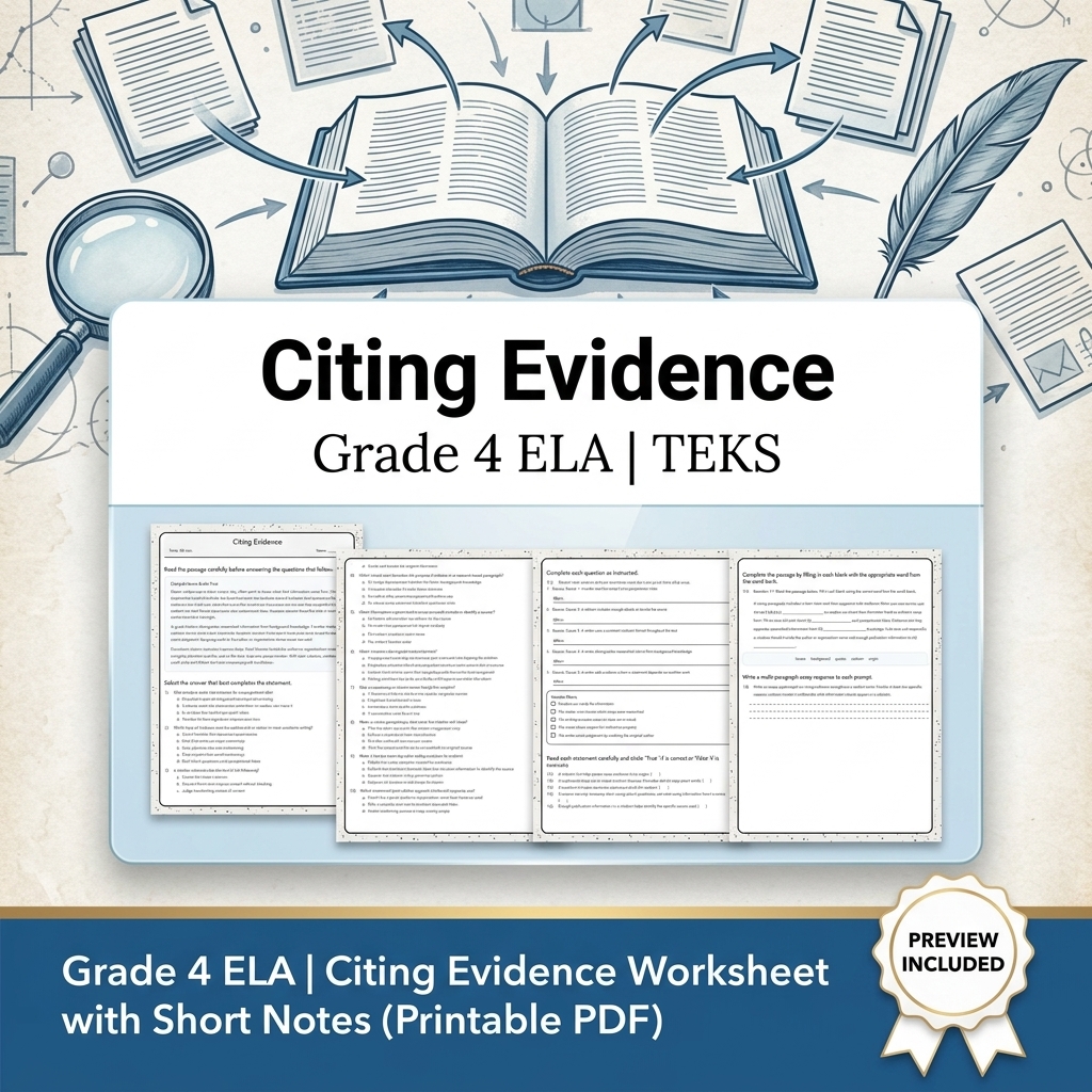 Grade 4 ELA Writing and Reading Skills Full-Year Bundle (TEKS) — included worksheet 23