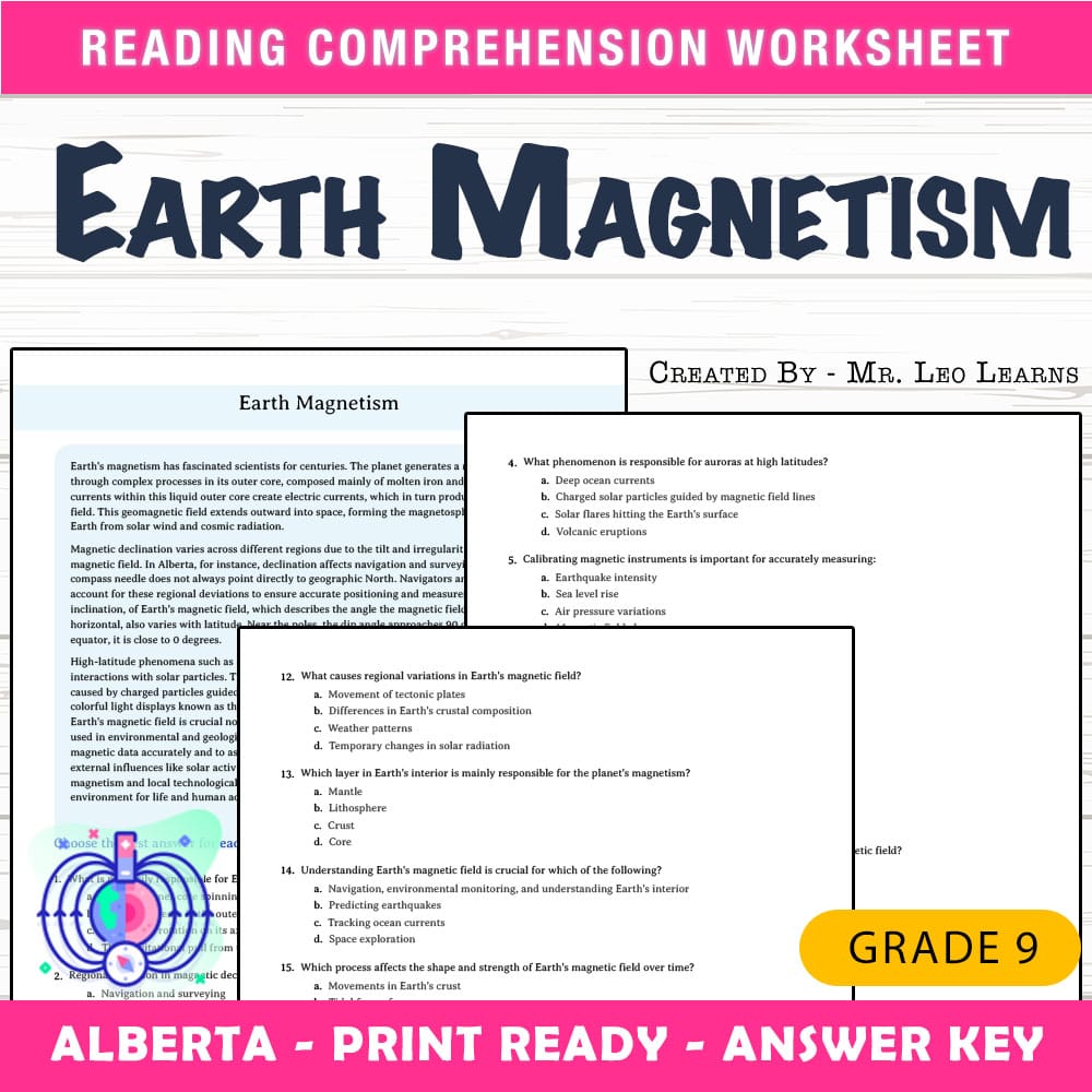 Grade 9 Science worksheet mcq paper worksheet — Grade 9 Science—Earth Magnetism Worksheet for Mastery — page 1