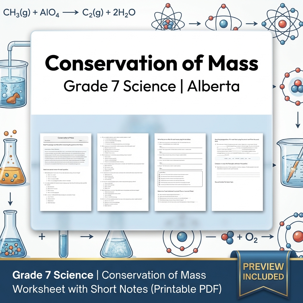 Grade 7 Science | Matter & Chemical Change UNIT Worksheet Bundle  — included worksheet 9