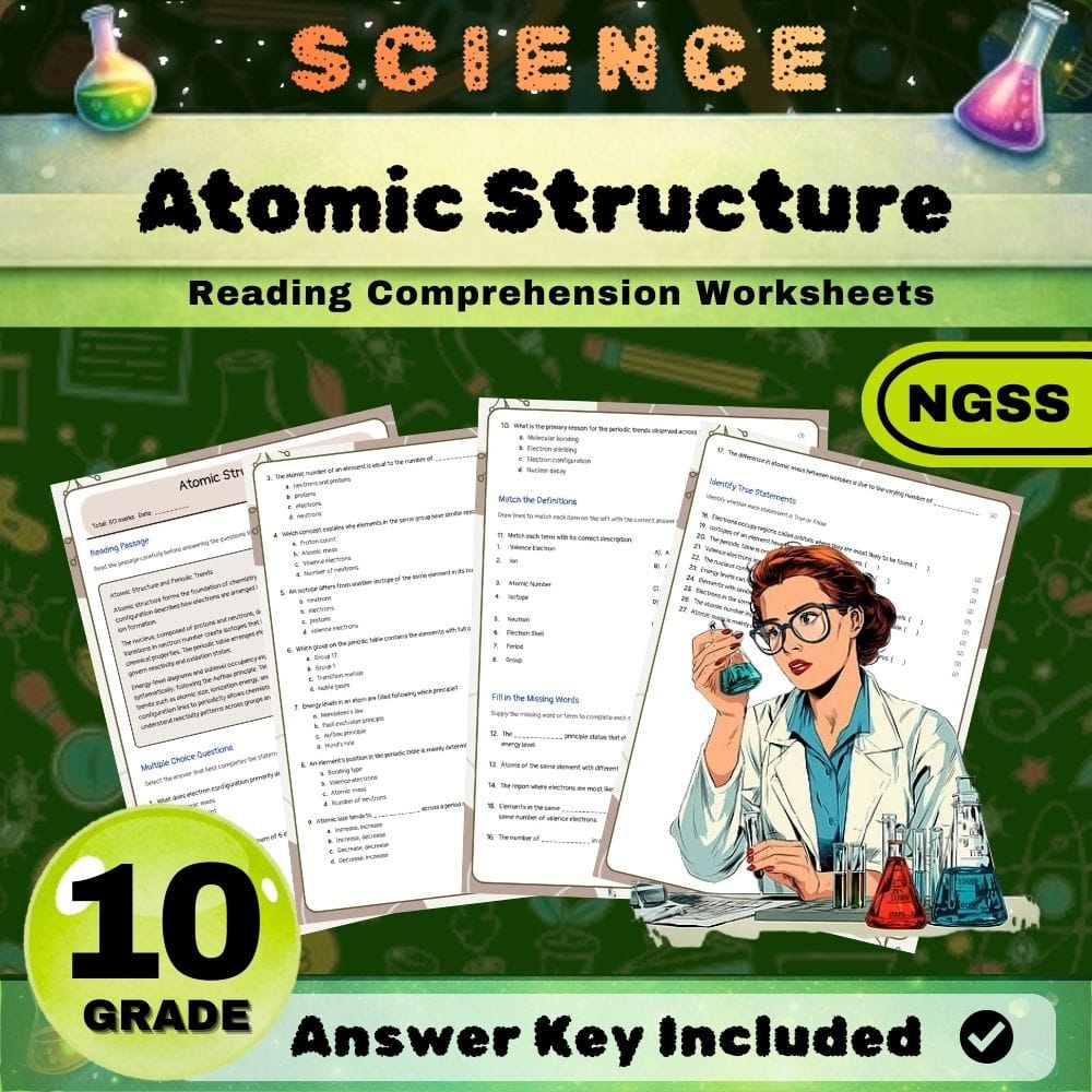 Grade 10 Science NGSS Bundle | Worksheets for Earth, Life & Physical Sciences — included worksheet 42
