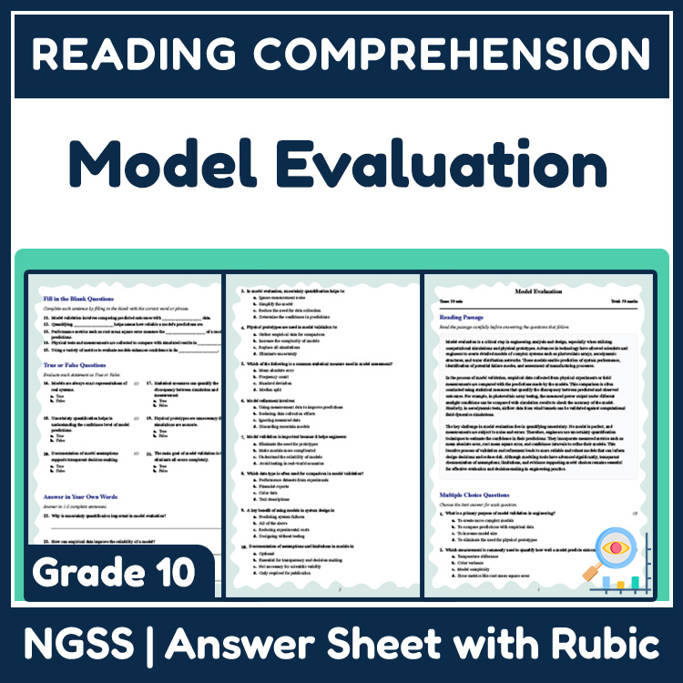 Grade 10 Science reading worksheets worksheet — Grade 10 Science | Model Evaluation Reading Worksheet with Answer Key (PDF…