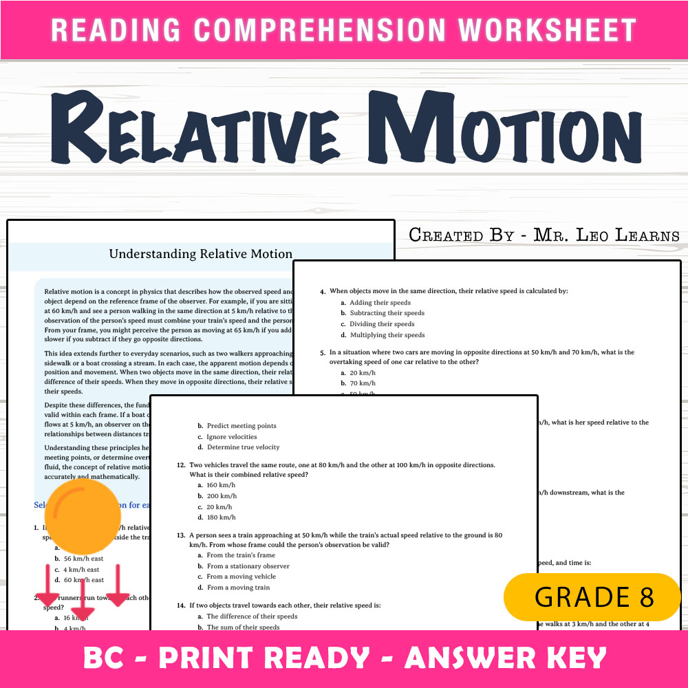 Grade 8 Science worksheet mcq paper worksheet — Grade 8 Science — Understanding Relative Motion Worksheet for Mastery | PD…